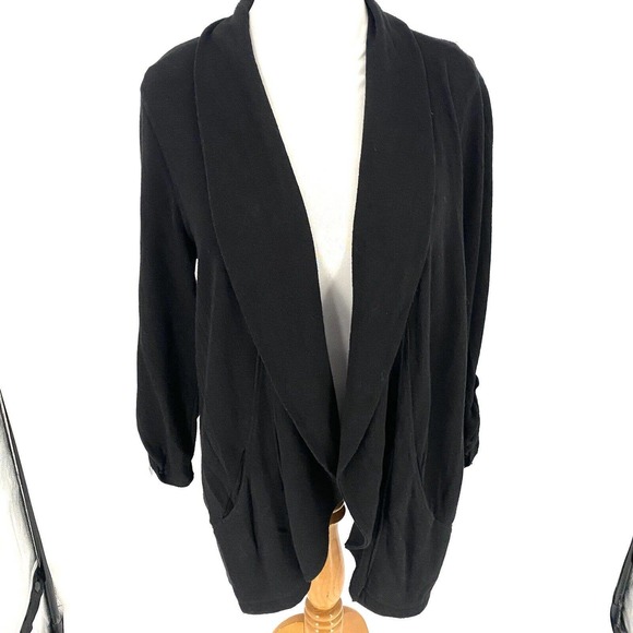 CHICO'S ZENERGY L Open Front Black Cardigan‎ Sweater With Pockets - Picture 1 of 5